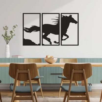 3 Frame Horse Wooden Panels For Wall Decor