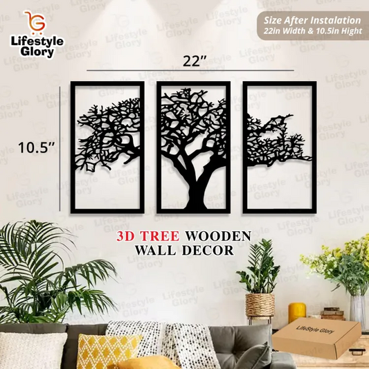 3 Frame Tree Wooden Panels For Wall Decor