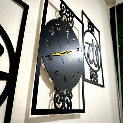 Islamic Wooden Clock Allah Muhammad (S.A.W) For Wall Decor