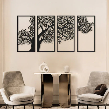 Tree of Surahs (4 Quls) Set of 4 Islamic Wall Art Tree