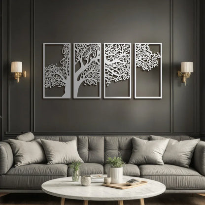 Tree of Surahs (4 Quls) Set of 4 Islamic Wall Art Tree