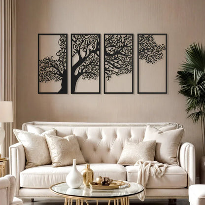 Tree of Surahs (4 Quls) Set of 4 Islamic Wall Art Tree